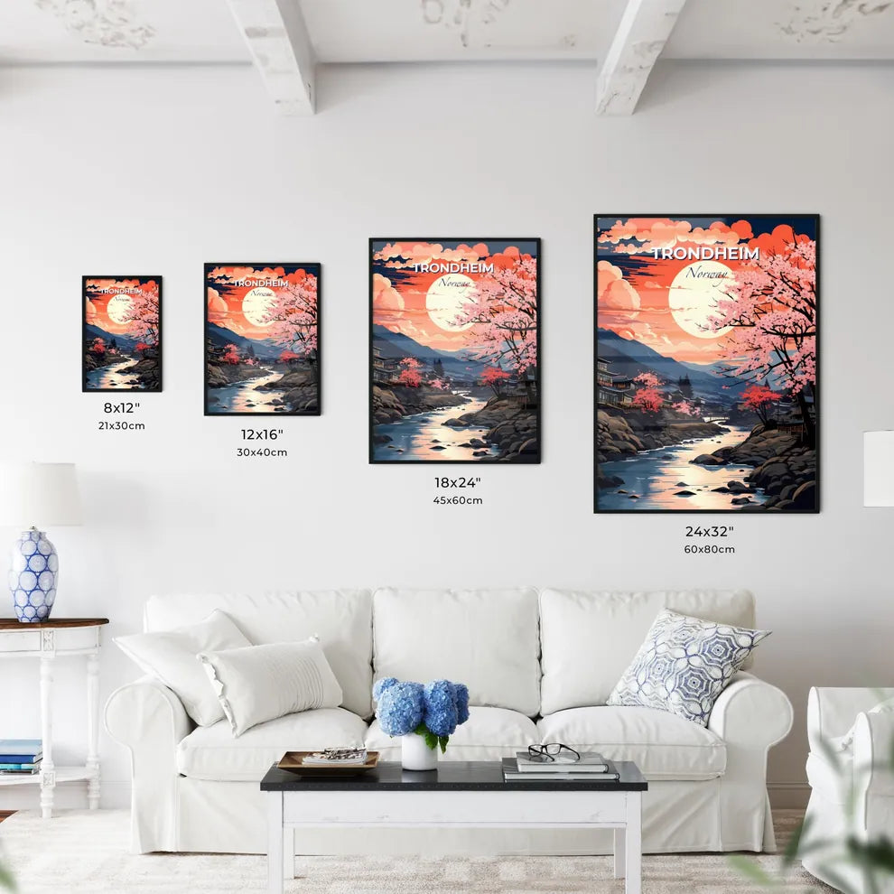 Trondheim, Norway, A Poster of a river running through a town Default Title