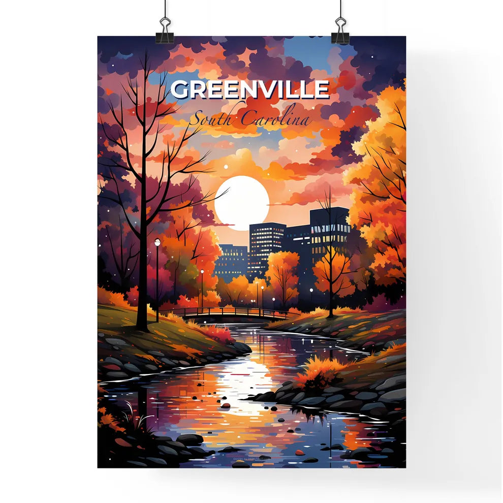 Greenville, South Carolina, A Poster of a river with trees and a bridge in the background Default Title