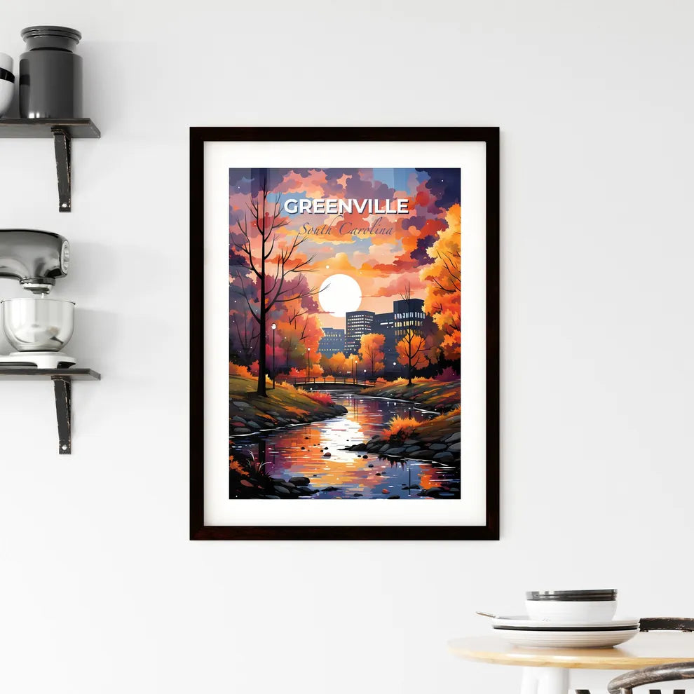 Greenville, South Carolina, A Poster of a river with trees and a bridge in the background Default Title