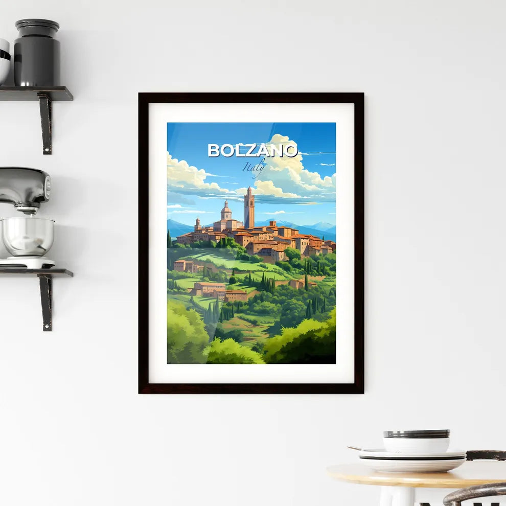 Bolzano, Italy, A Poster of a landscape of a town on a hill Default Title