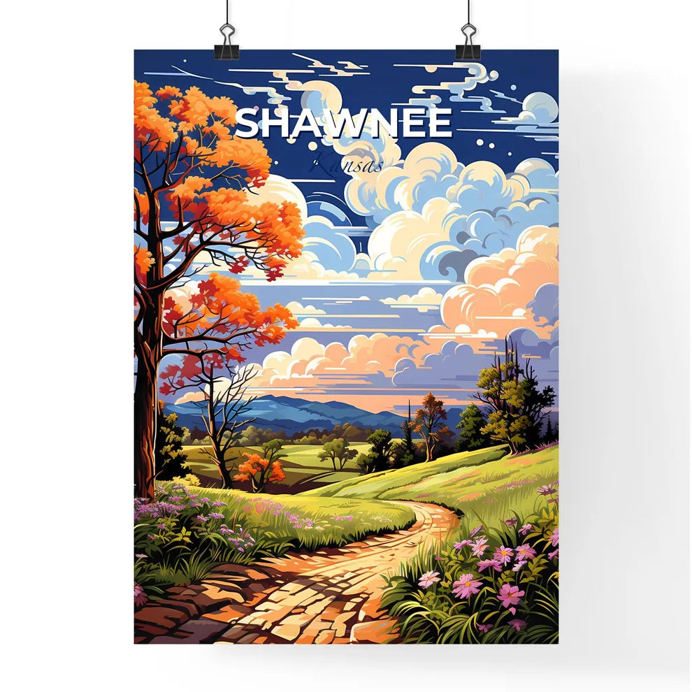 Shawnee, Kansas, A Poster of a painting of a landscape with a path and trees Default Title