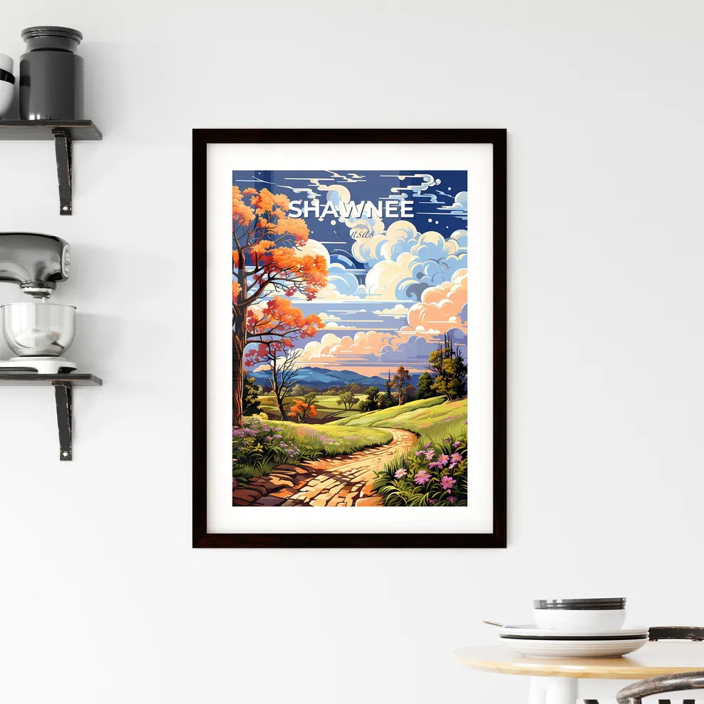 Shawnee, Kansas, A Poster of a painting of a landscape with a path and trees Default Title