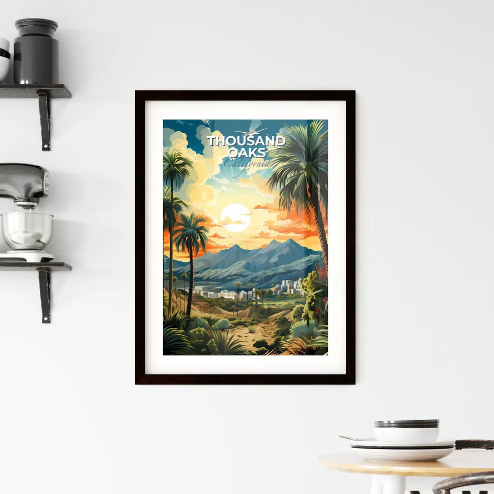Thousand Oaks, California, A Poster of a landscape with palm trees and mountains Default Title