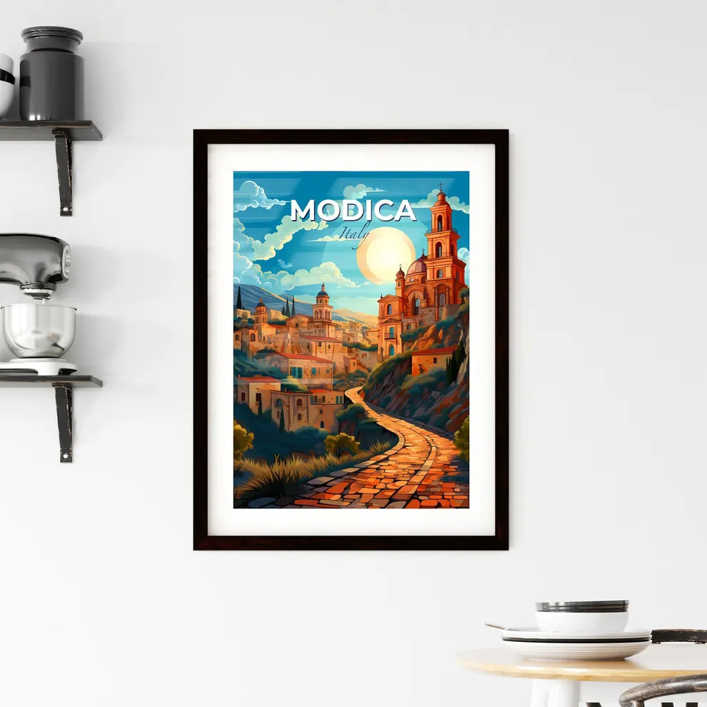 Modica, Italy, A Poster of a stone path leading to a town Default Title