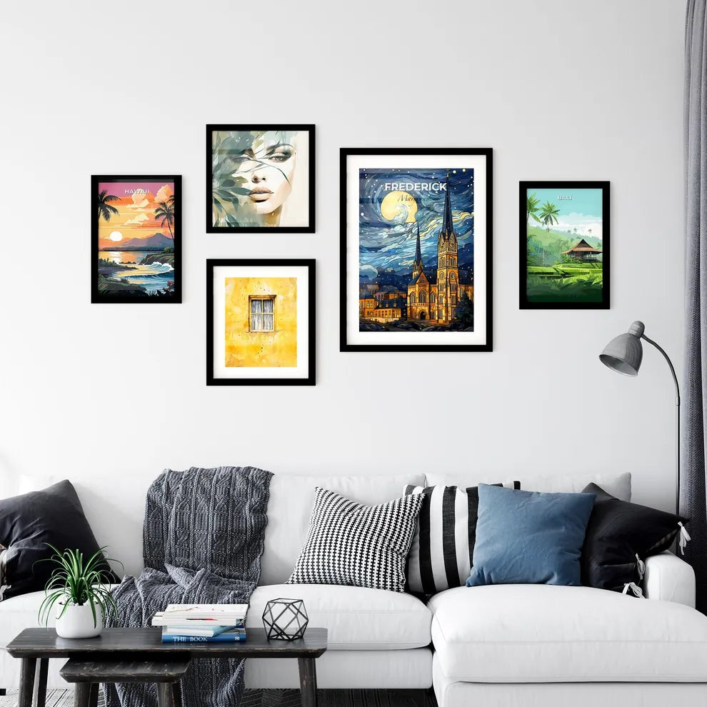 Frederick, Maryland, A Poster of a church with a tower and a moon in the sky Default Title