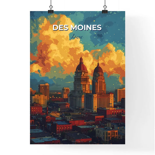 Des Moines, Iowa, A Poster of a city with a cloudy sky Default Title