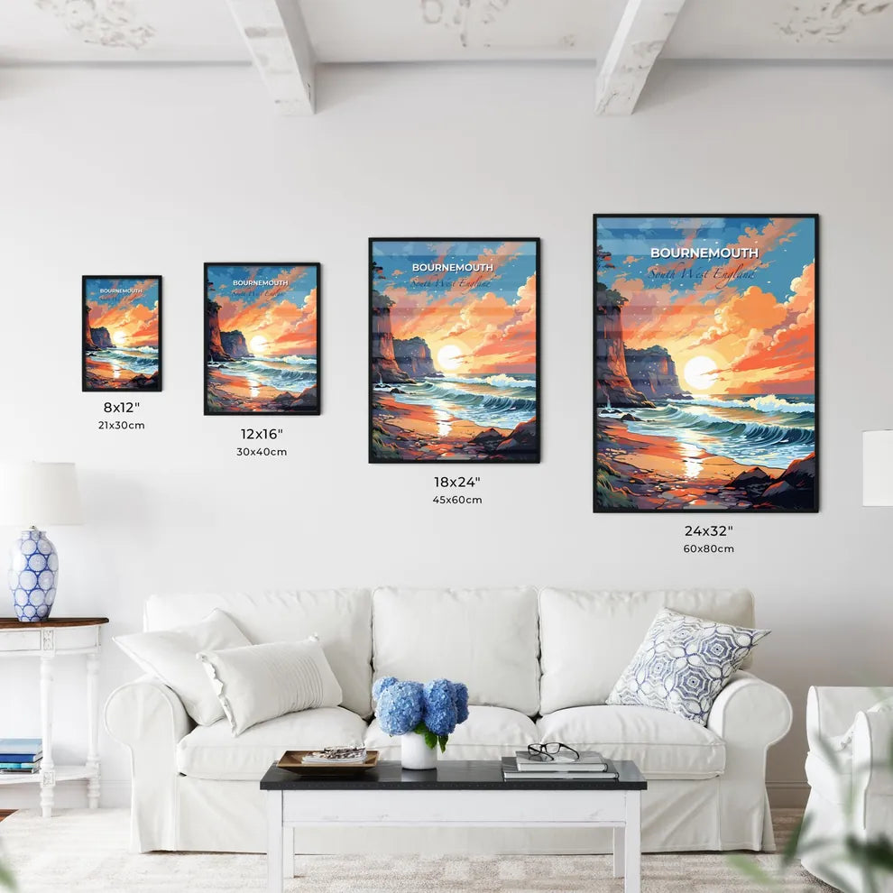 Bournemouth, South West England, A Poster of a sunset over a beach Default Title