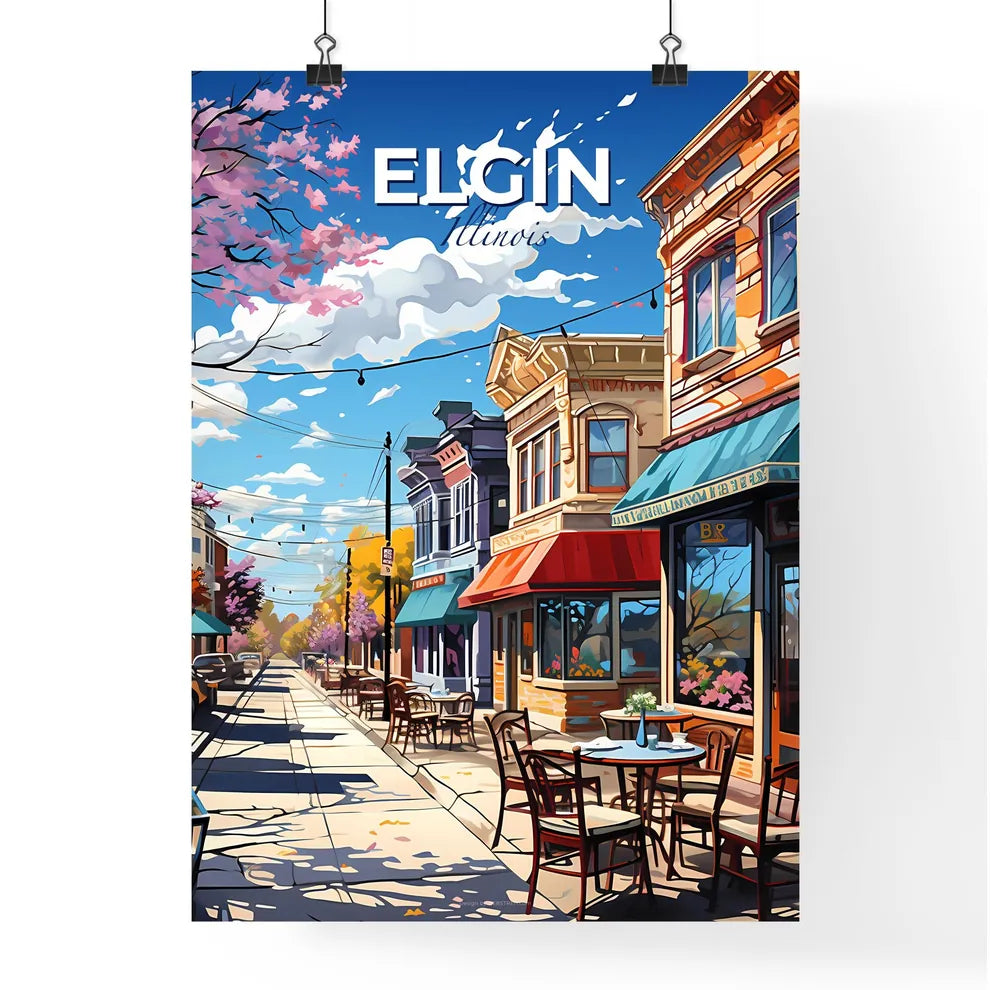 Elgin, Illinois, A Poster of a street with tables and chairs on it Default Title