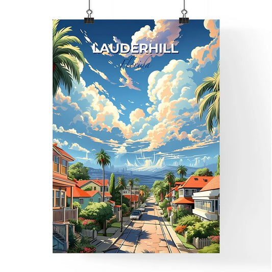 Lauderhill, Florida, A Poster of a street with houses and palm trees Default Title
