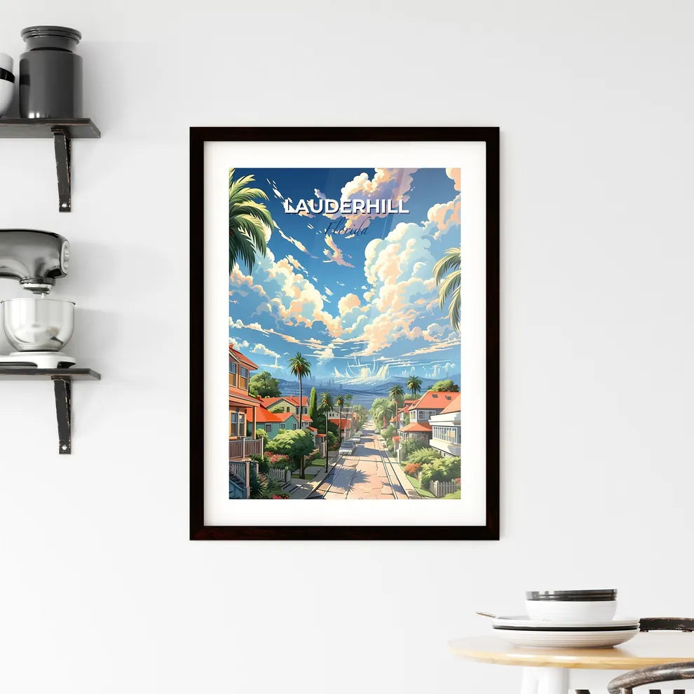 Lauderhill, Florida, A Poster of a street with houses and palm trees Default Title