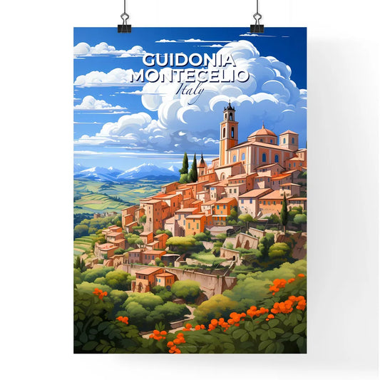 Guidonia Montecelio, Italy, A Poster of a cartoon of a town on a hill Default Title