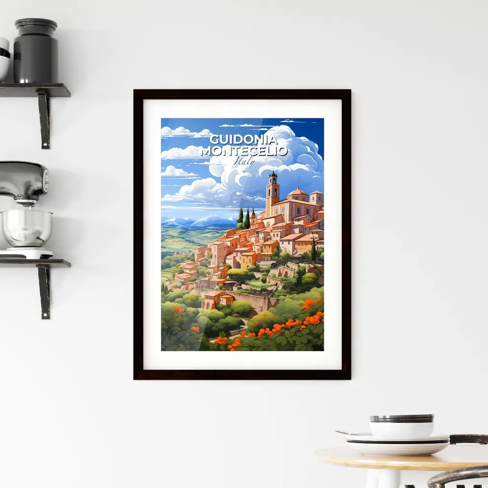 Guidonia Montecelio, Italy, A Poster of a cartoon of a town on a hill Default Title