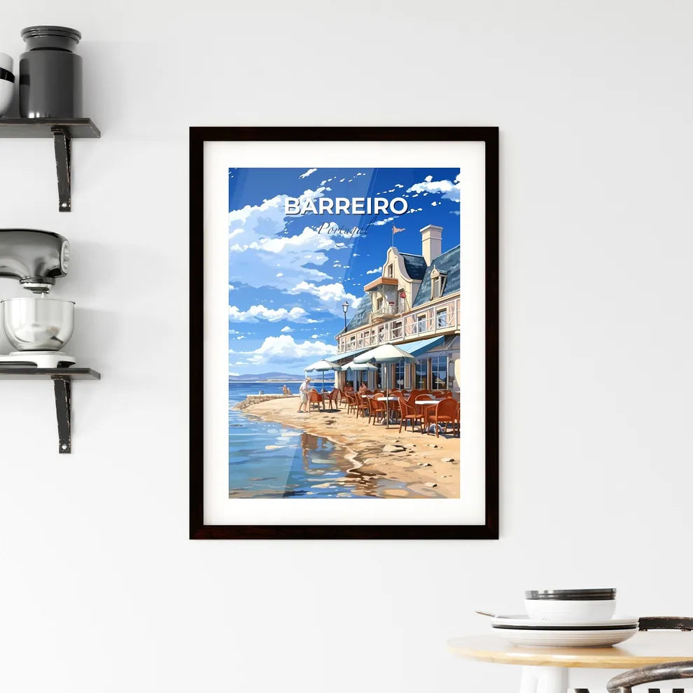 Barreiro, Portugal, A Poster of a building with tables and chairs on a beach Default Title