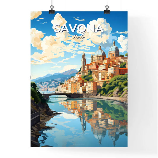 Savona, Italy, A Poster of a city by a river Default Title
