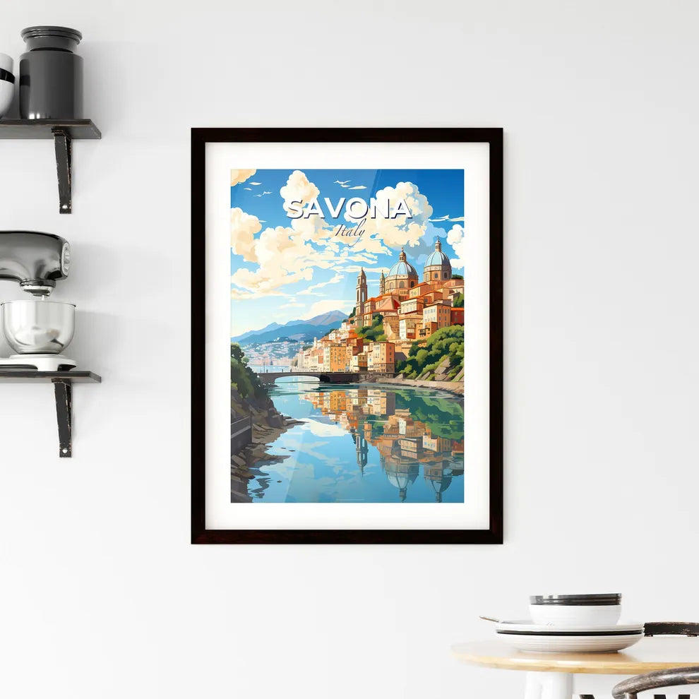 Savona, Italy, A Poster of a city by a river Default Title