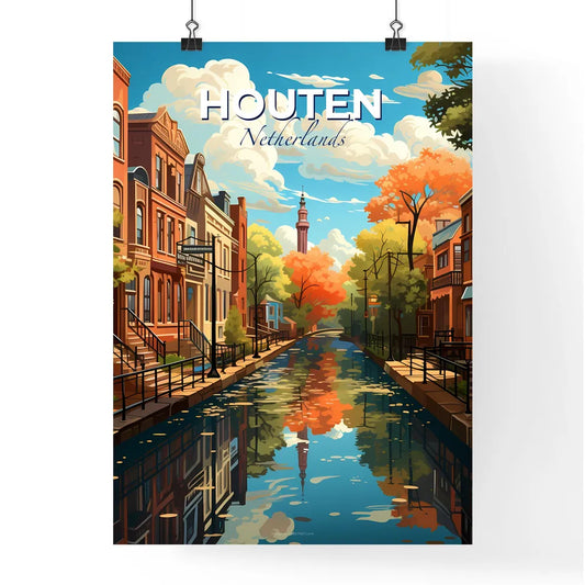 Houten, Netherlands, A Poster of a water canal with buildings and trees Default Title