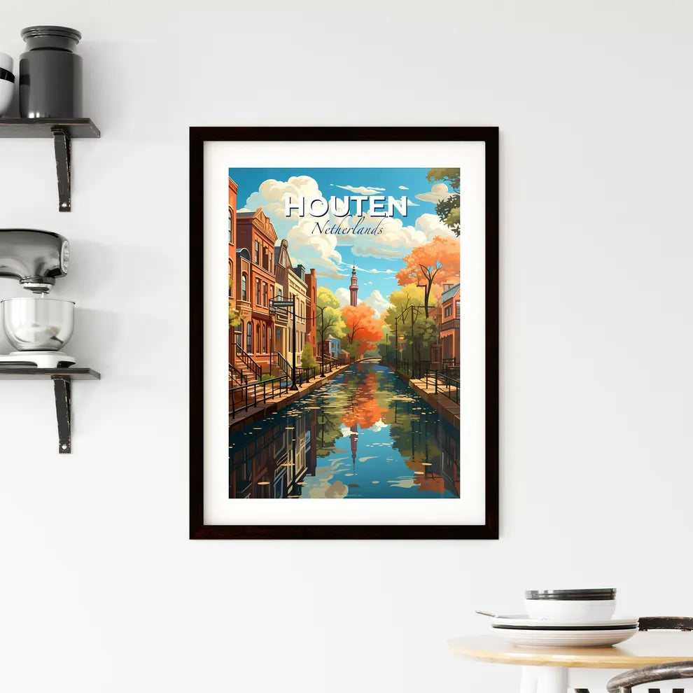 Houten, Netherlands, A Poster of a water canal with buildings and trees Default Title