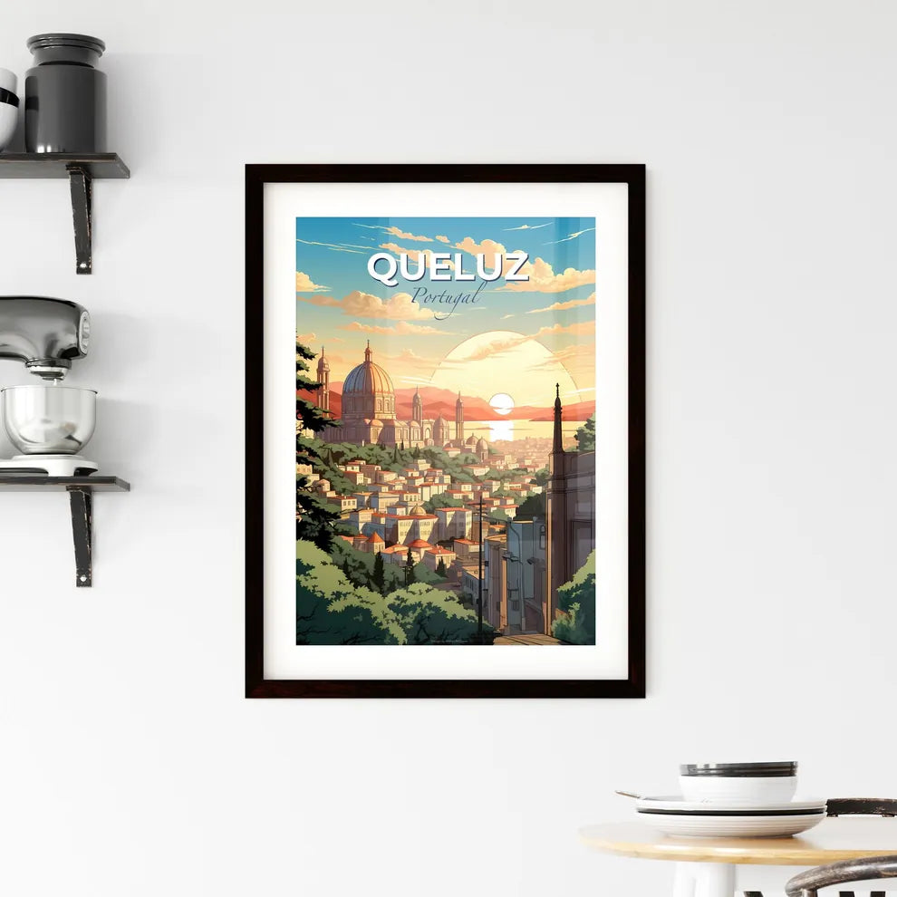 Queluz, Portugal, A Poster of a city with a dome and trees Default Title