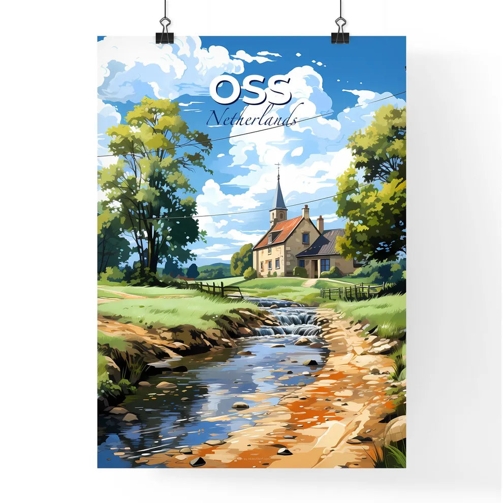 Oss, Netherlands, A Poster of a stream of water next to a house Default Title
