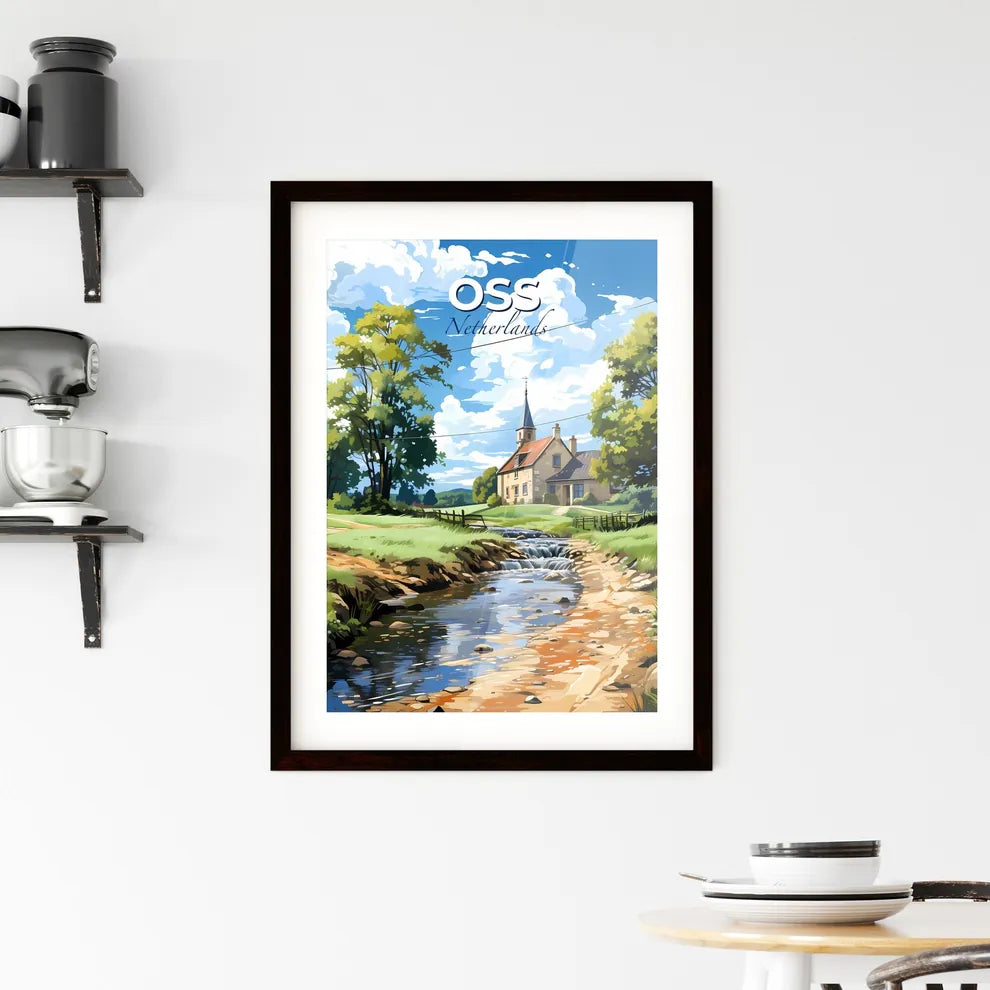 Oss, Netherlands, A Poster of a stream of water next to a house Default Title