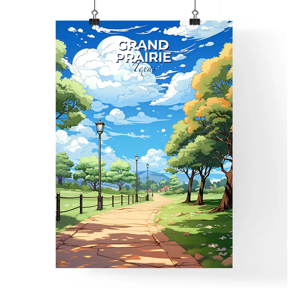 Grand Prairie, Texas, A Poster of a path with trees and a fence Default Title