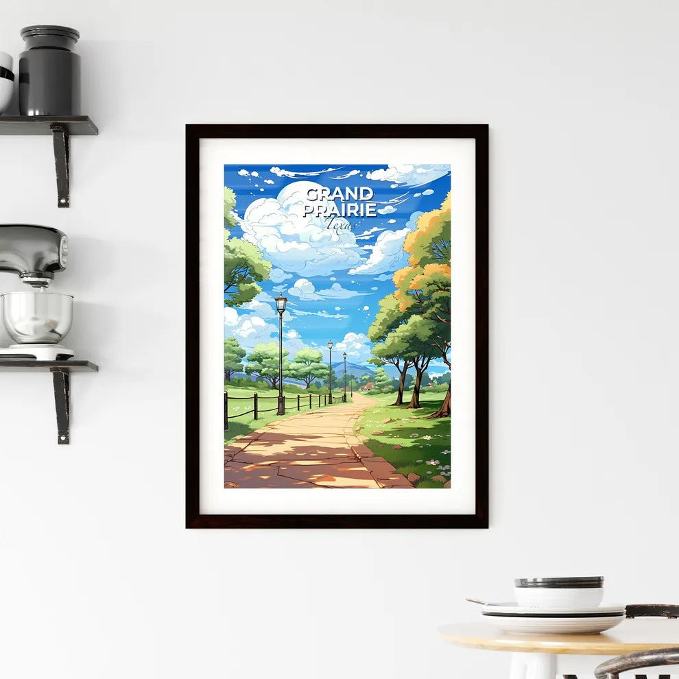 Grand Prairie, Texas, A Poster of a path with trees and a fence Default Title