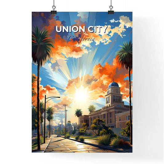 Union City, California, A Poster of a building with palm trees and a street with a building in the background Default Title