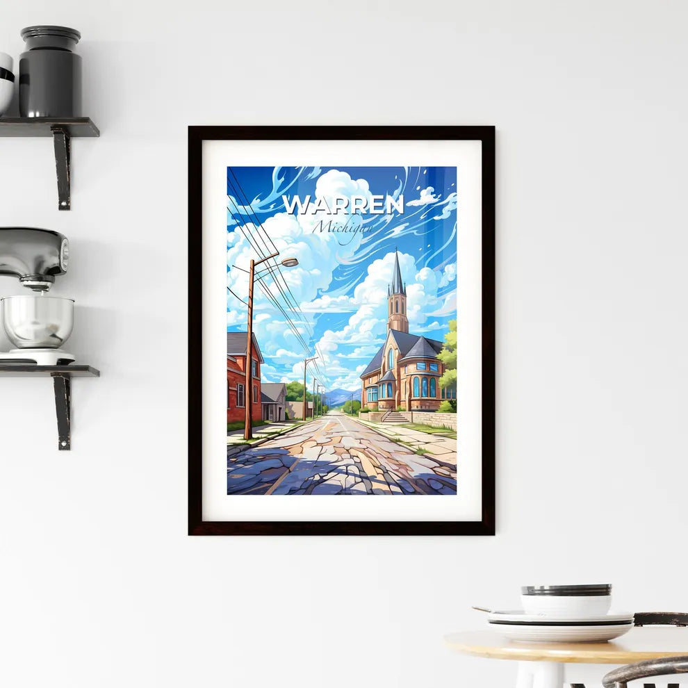 Warren, Michigan, A Poster of a street with houses and a church Default Title
