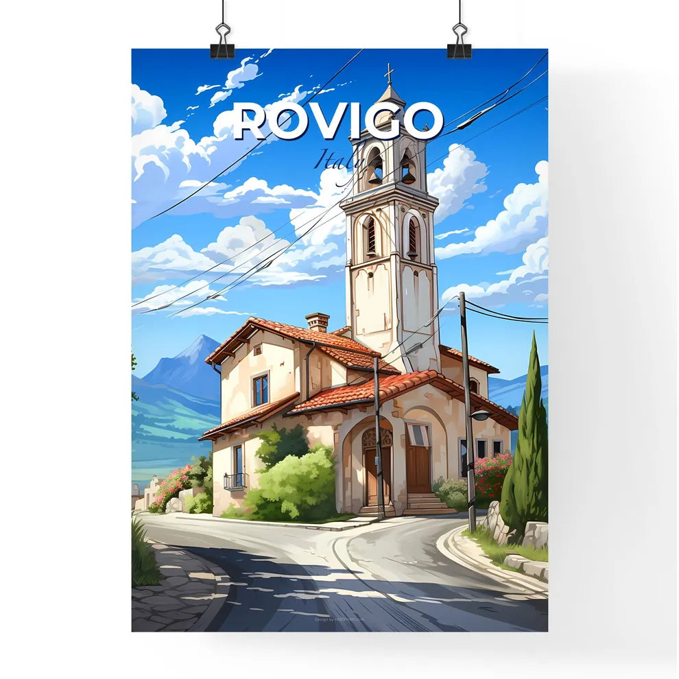 Rovigo, Italy, A Poster of a building with a bell tower Default Title