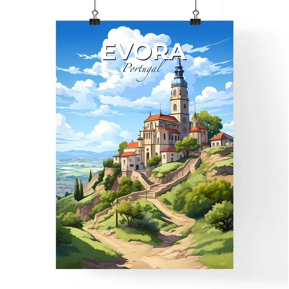 Evora, Portugal, A Poster of a building on a hill Default Title