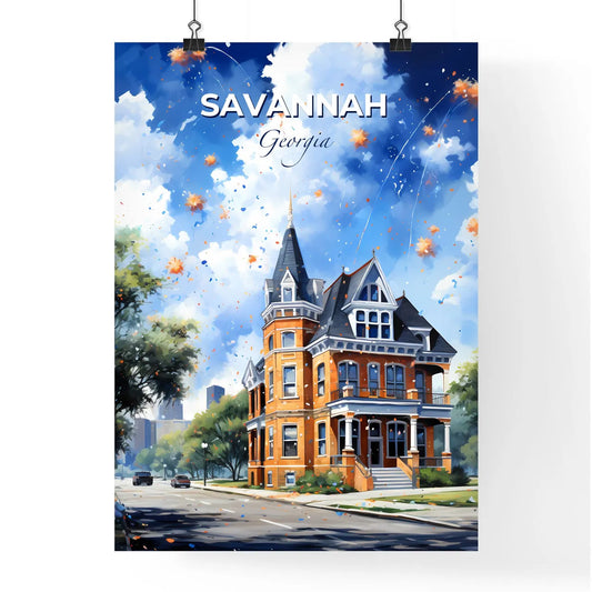 Savannah, Georgia, A Poster of a house with trees and a street in the background Default Title