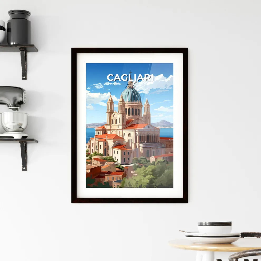 Cagliari, Italy, A Poster of a large building with a dome and a blue roof Default Title