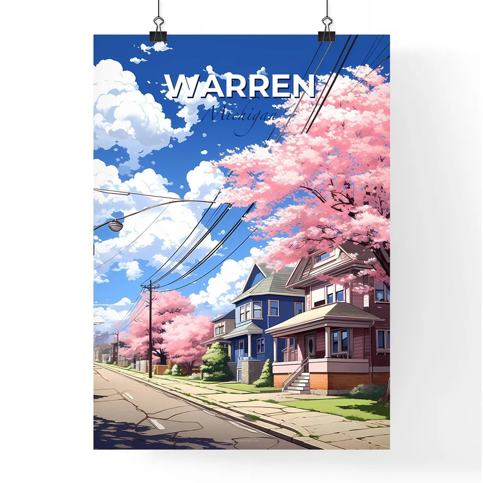 Warren, Michigan, A Poster of a street with houses and trees on it Default Title