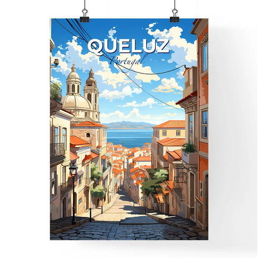 Queluz, Portugal, A Poster of a street with buildings and a body of water Default Title
