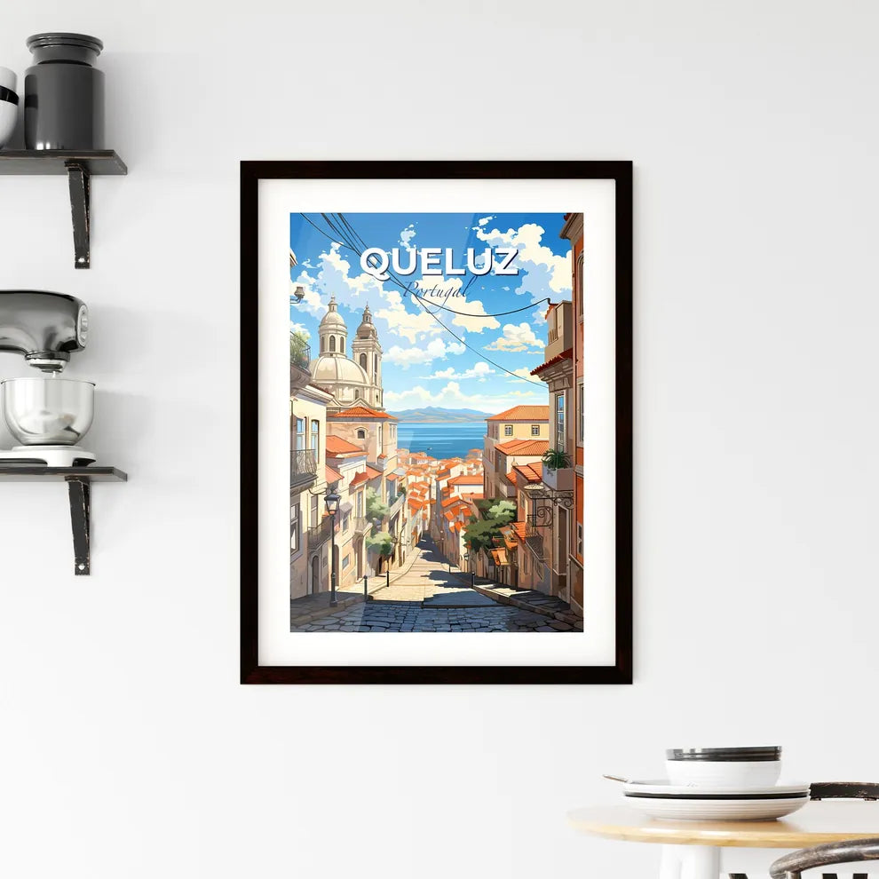 Queluz, Portugal, A Poster of a street with buildings and a body of water Default Title