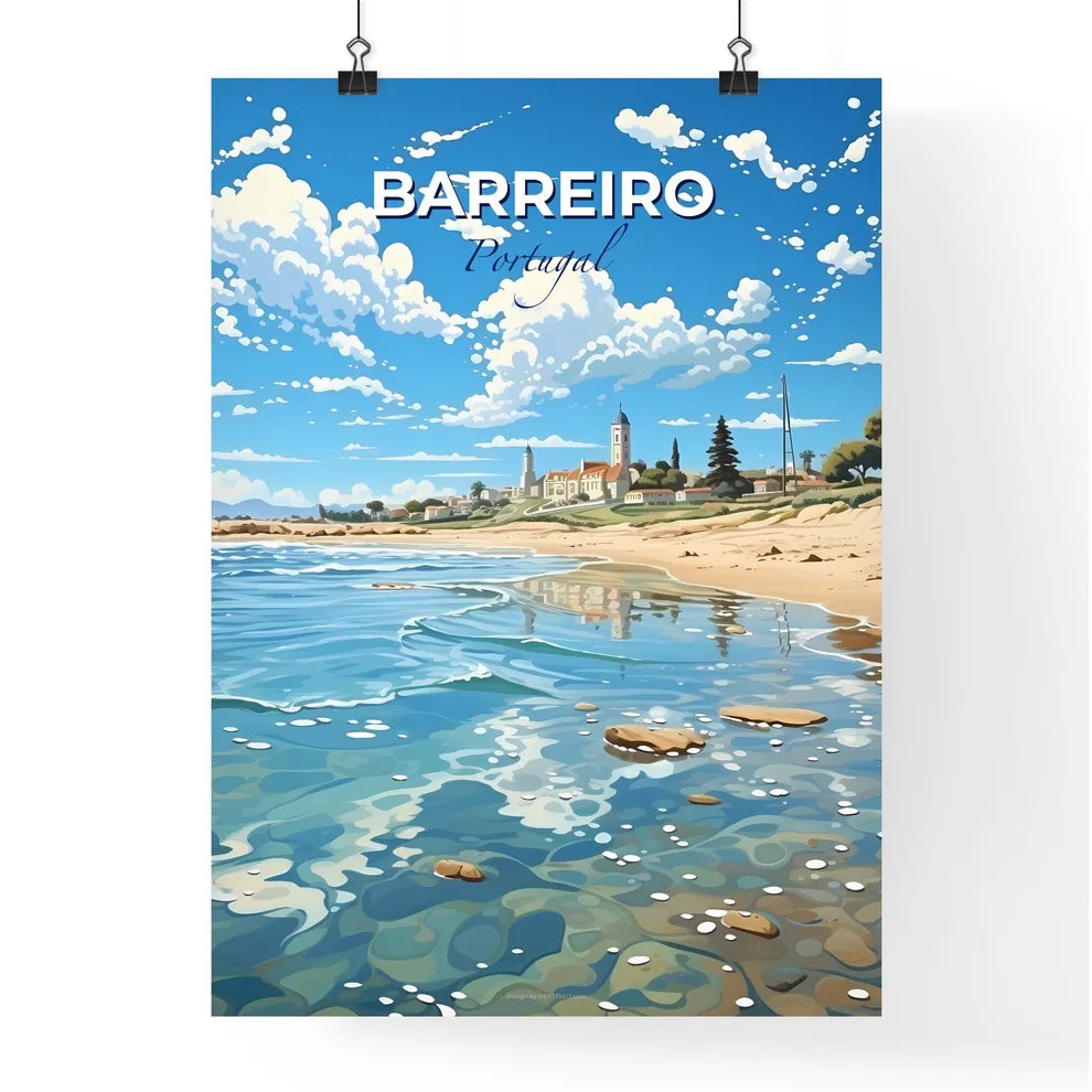 Barreiro, Portugal, A Poster of a beach with a building and a body of water Default Title