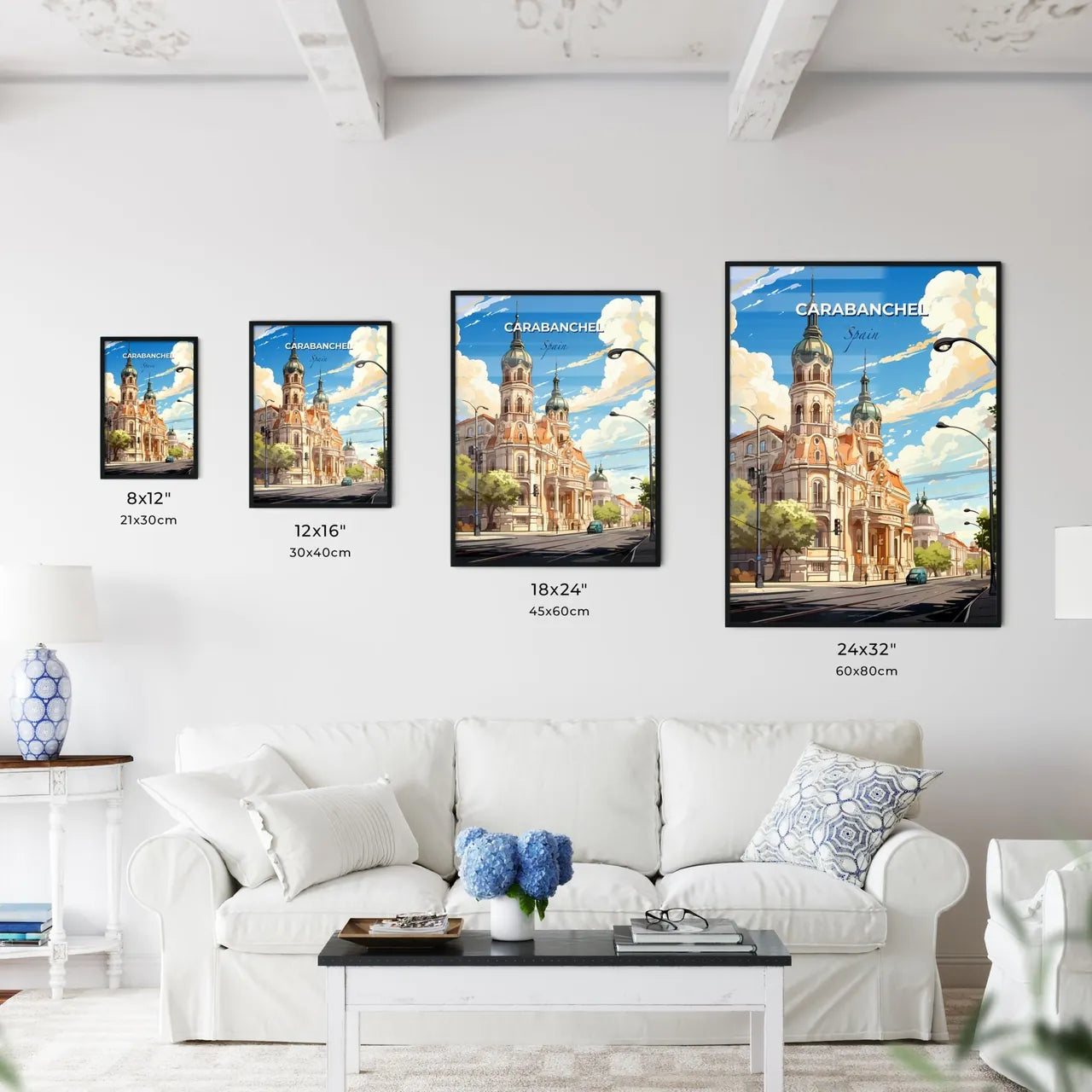 Carabanchel, Spain, A Poster of a building with a tower and a street light Default Title