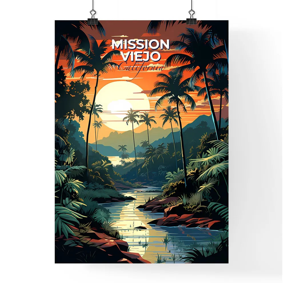Mission Viejo, California, A Poster of a river with palm trees and mountains in the background Default Title