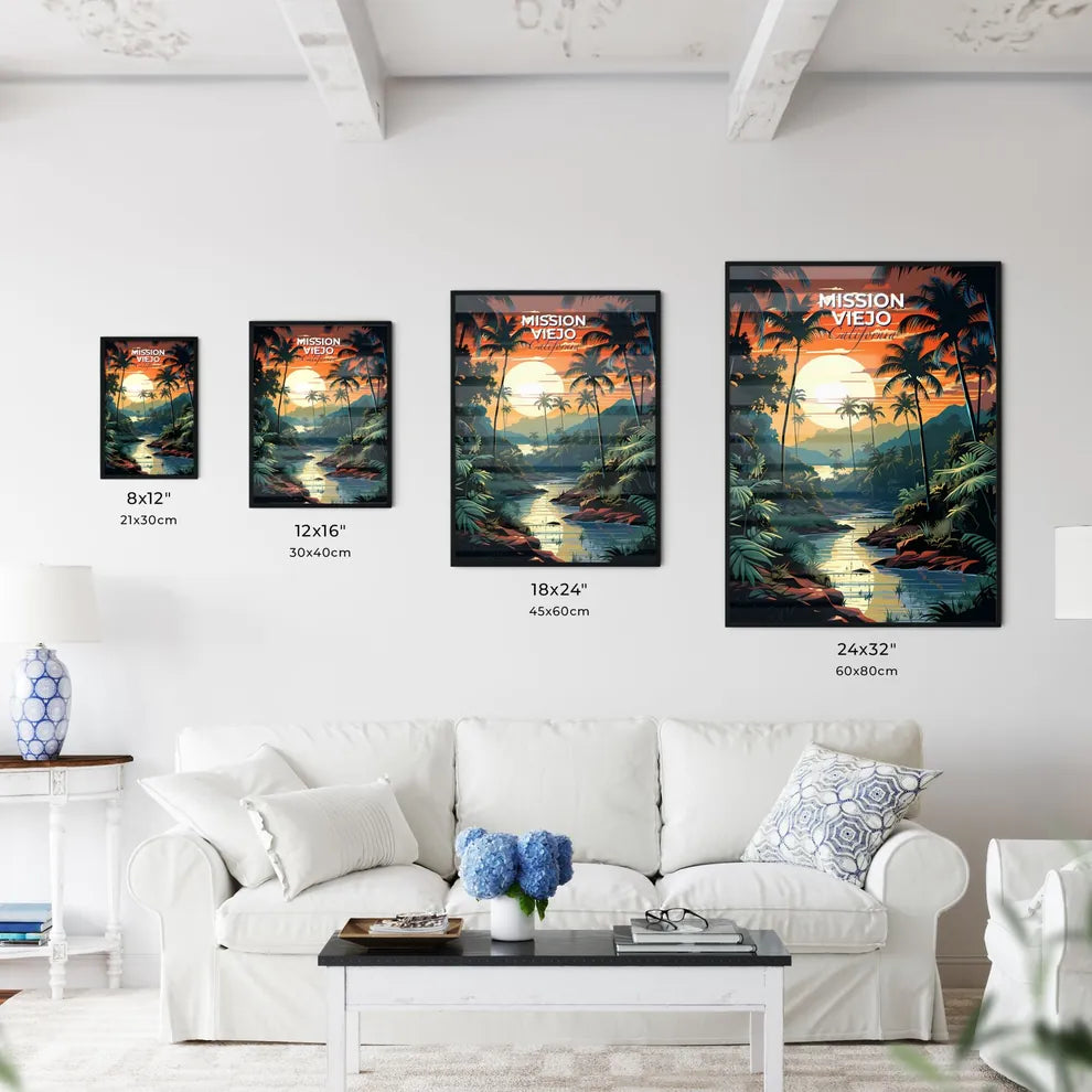 Mission Viejo, California, A Poster of a river with palm trees and mountains in the background Default Title