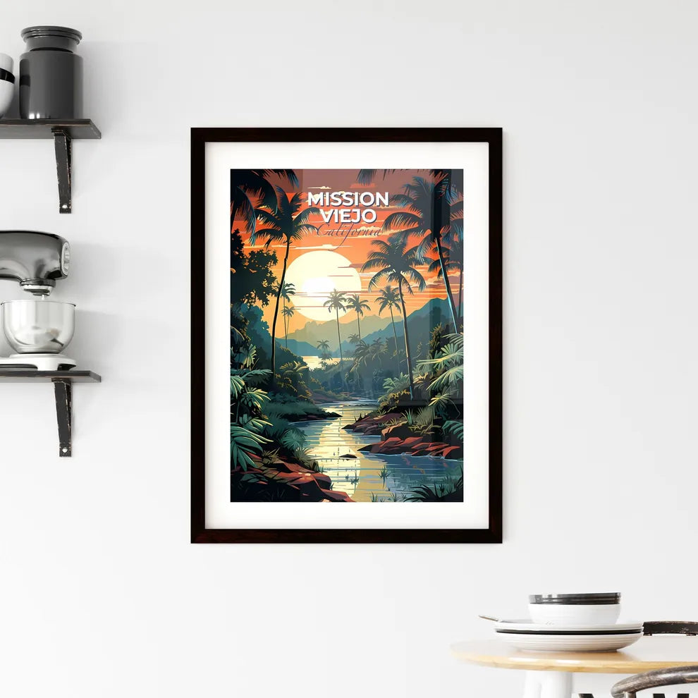 Mission Viejo, California, A Poster of a river with palm trees and mountains in the background Default Title