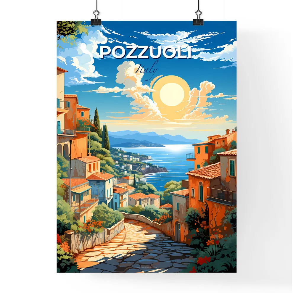 Pozzuoli, Italy, A Poster of a painting of a town by the water Default Title
