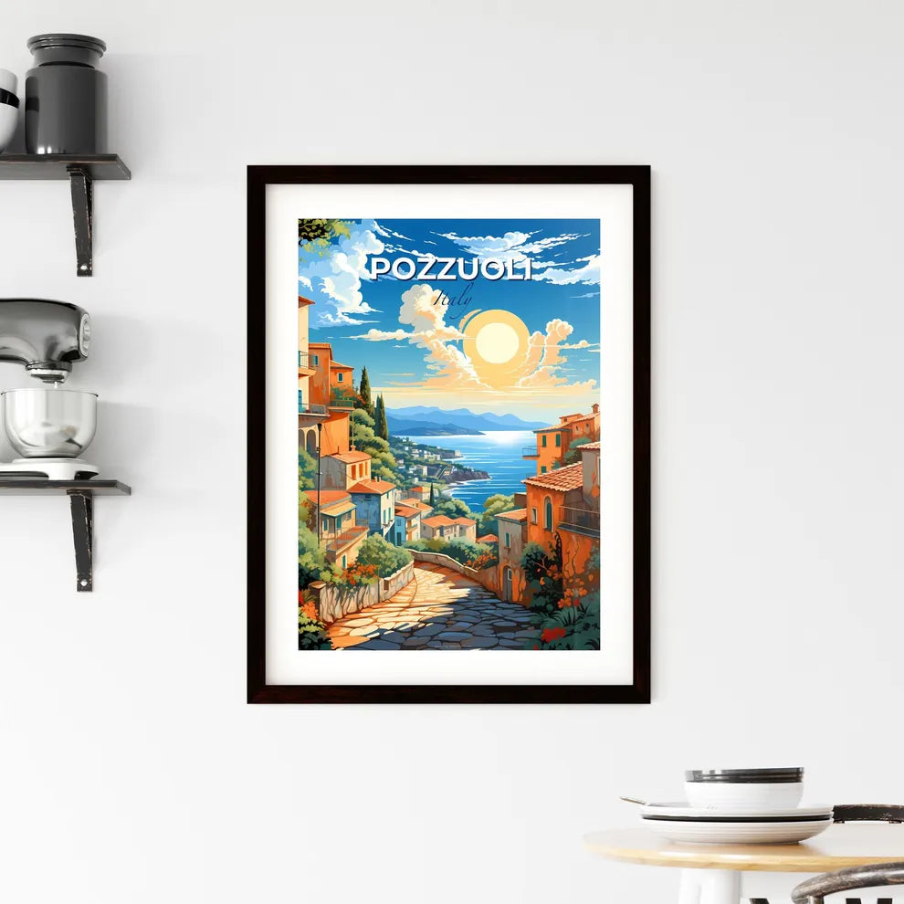Pozzuoli, Italy, A Poster of a painting of a town by the water Default Title