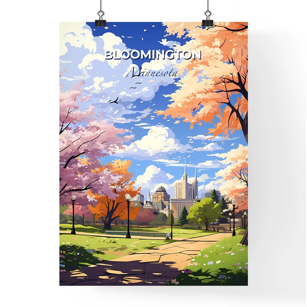 Bloomington, Minnesota, A Poster of a park with trees and a city in the background Default Title