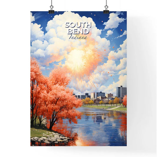 South Bend, Indiana, A Poster of a river with trees and a city in the background Default Title