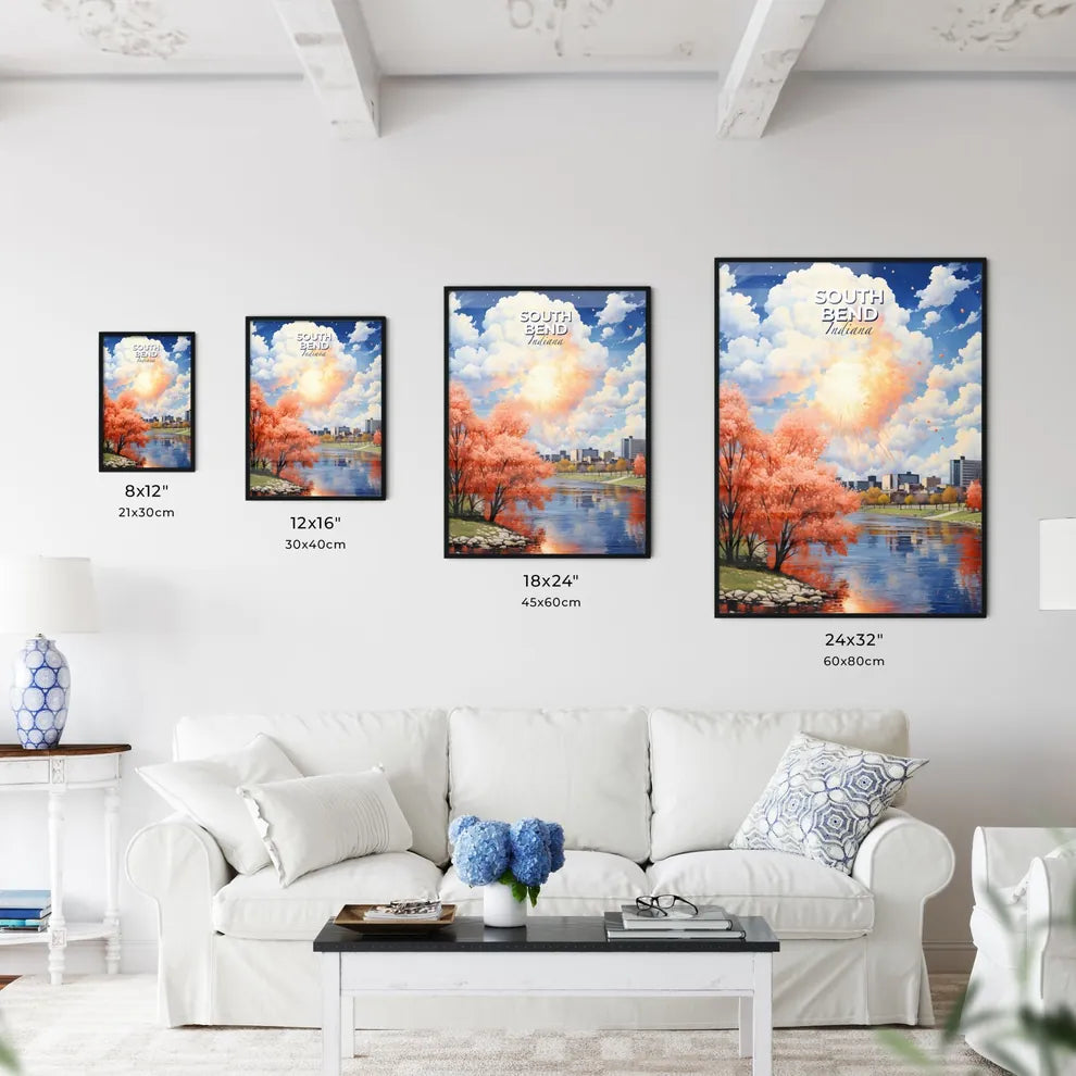 South Bend, Indiana, A Poster of a river with trees and a city in the background Default Title