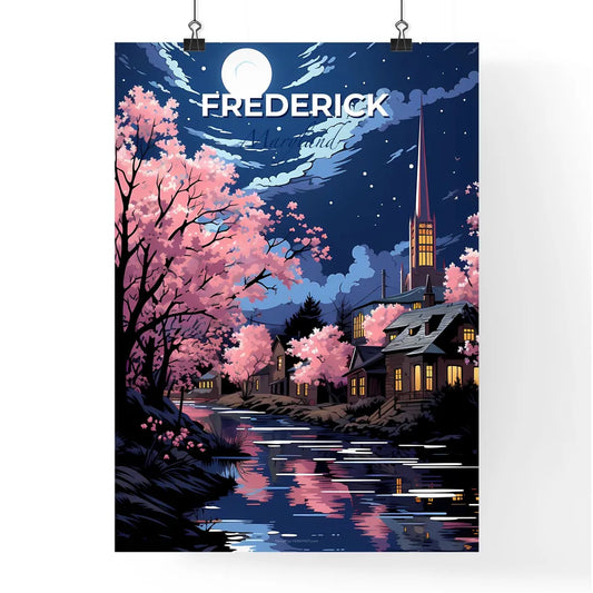 Frederick, Maryland, A Poster of a river with trees and a church in the background Default Title