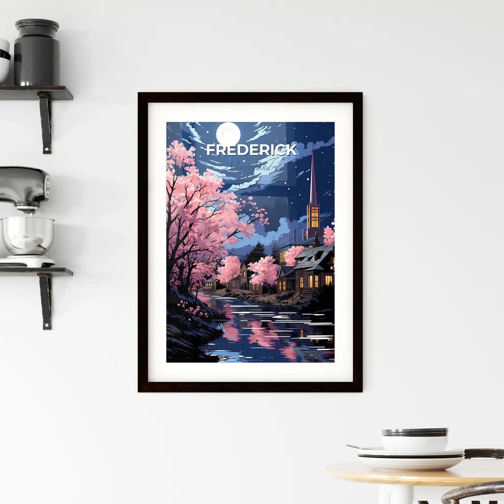 Frederick, Maryland, A Poster of a river with trees and a church in the background Default Title