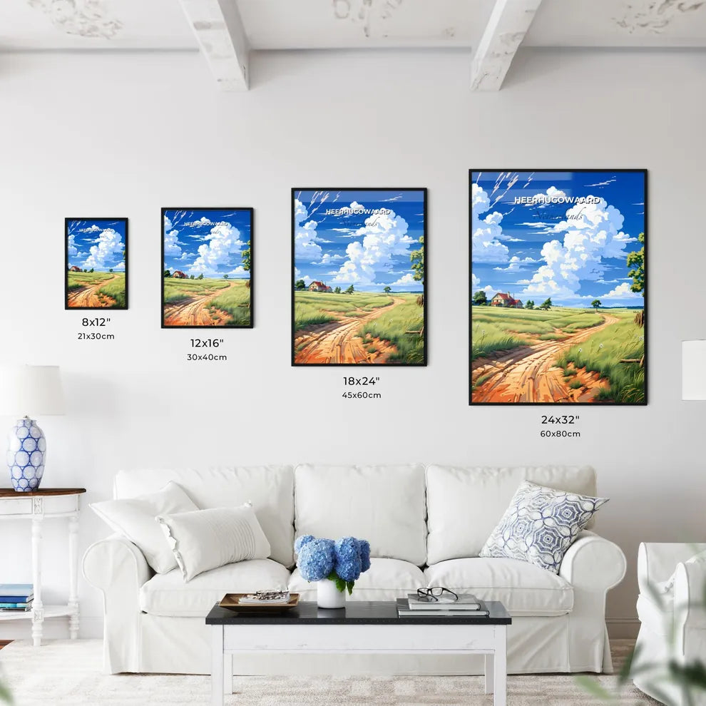 Heerhugowaard, Netherlands, A Poster of a dirt road through a field with trees and a house Default Title