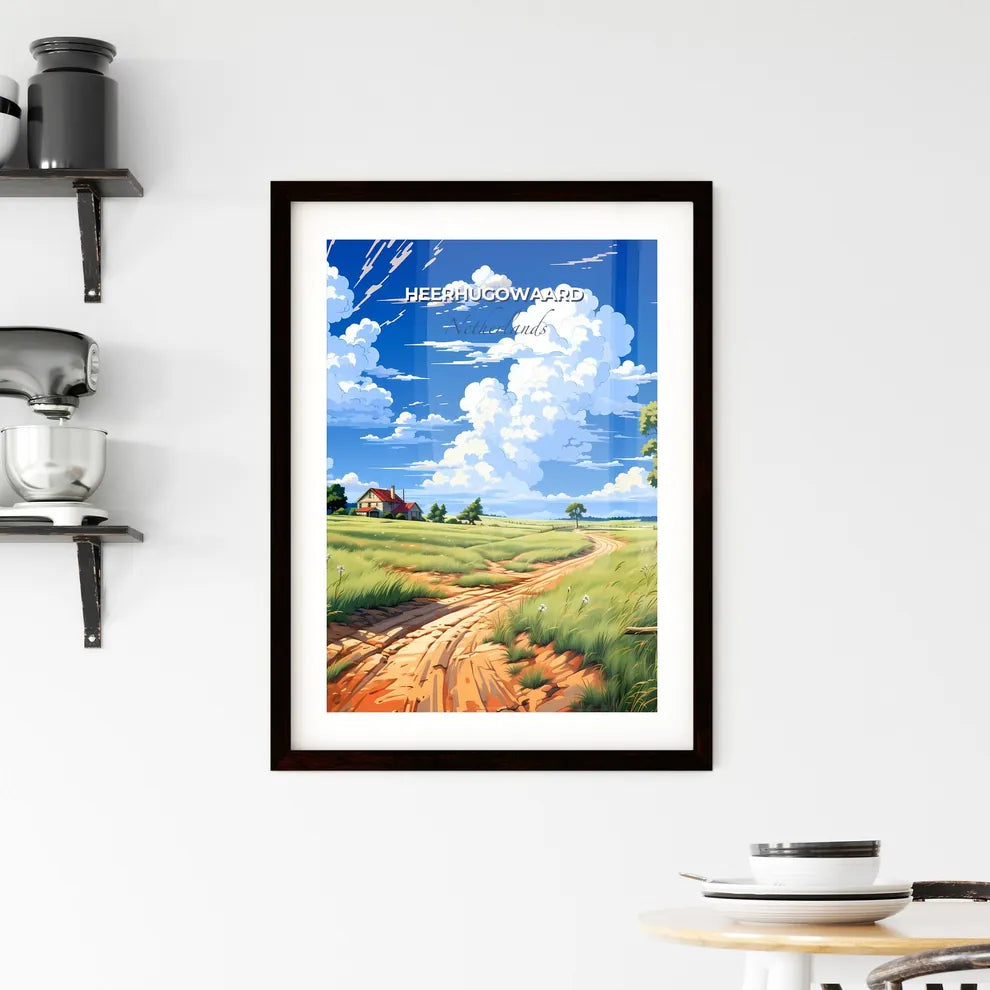 Heerhugowaard, Netherlands, A Poster of a dirt road through a field with trees and a house Default Title