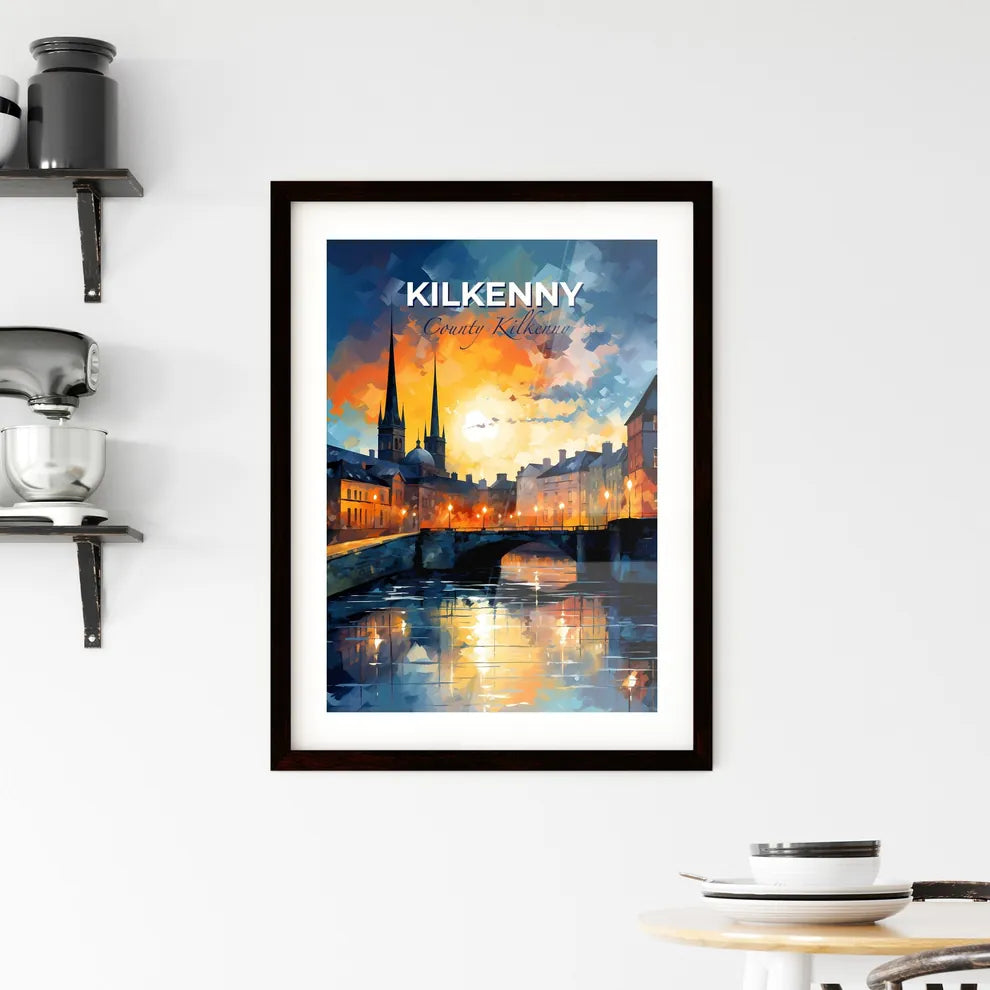 Kilkenny, County Kilkenny, A Poster of a bridge over a river with buildings and a bridge in the background Default Title